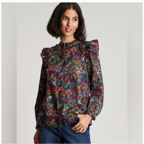 Joules Tops - Joules Naomi Button Up To Shirt Blouse in Navy Pink Ditsy Print Size 6 Floral
